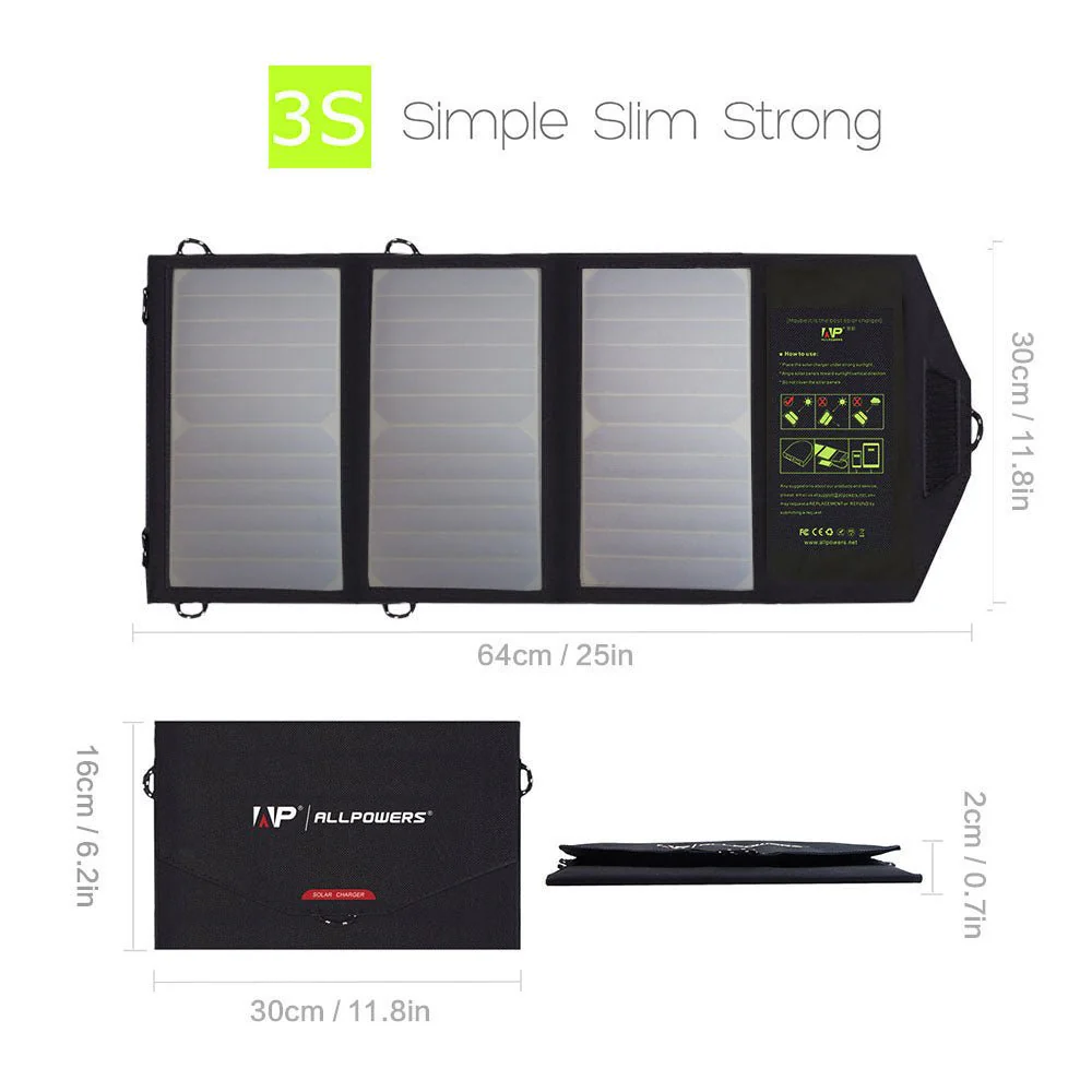 ALLPOWERS Cargador de panel solar portátil  5V 21W - Image 3