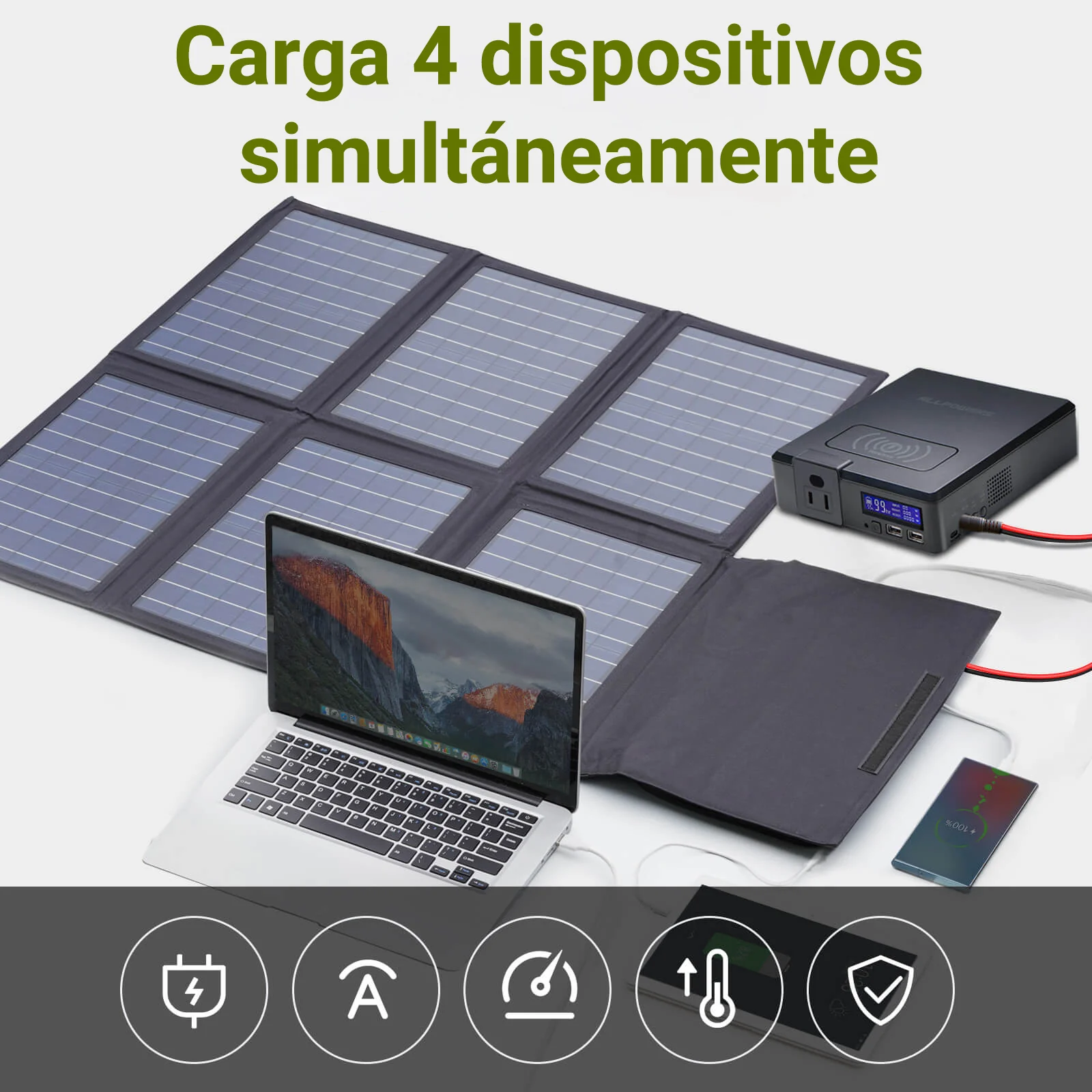 ALLPOWERS SP026 Placa Solar Portátil Polisilicio Plegable 60W - Image 5